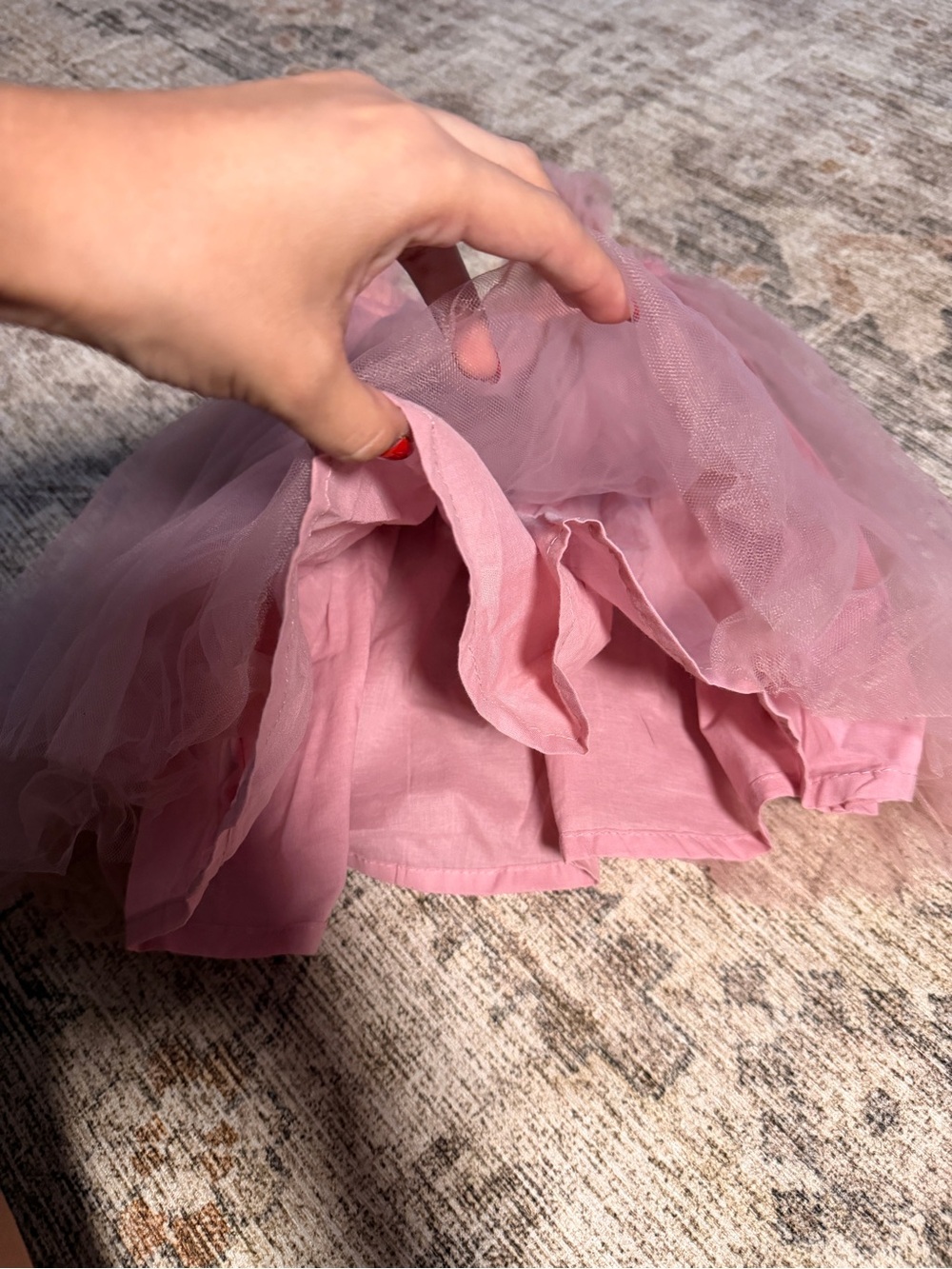 Dusty Rose Tulle Ruffle Strap Dress - Picture 5 of 5